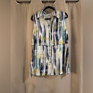 Ethyl  Abstract Print Button-Up Dress